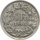1/2 Franken 1948 B - Blatt zu viel über der Wertangabe